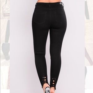High waisted black lace up jeans